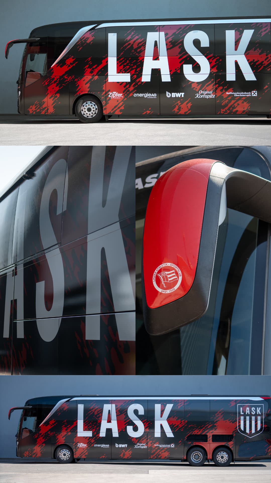 Erste Auswärtsfahrt mit neuem Busdesign